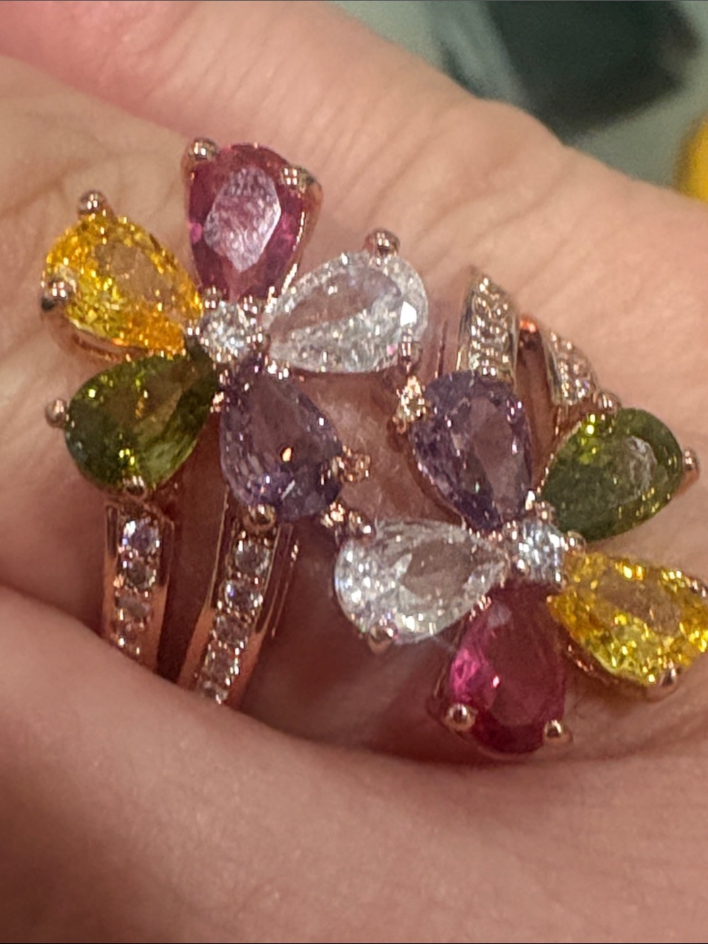 Rosegold, Multi-Colour CZ Ring new